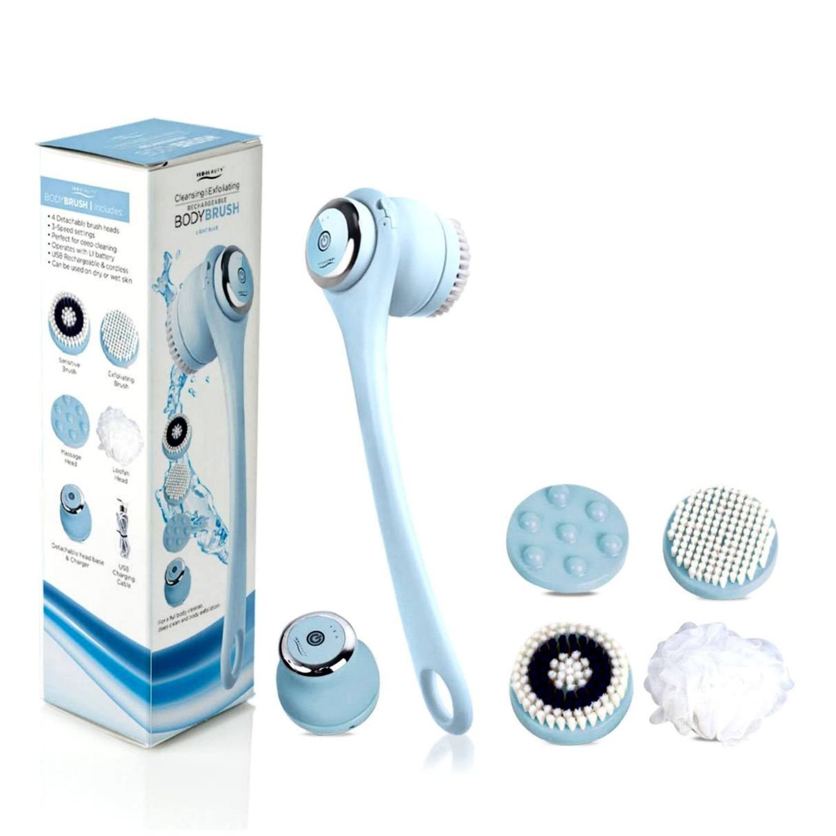 ISO Beauty™ Cleansing & Exfoliating Body Brushes - Light Blue