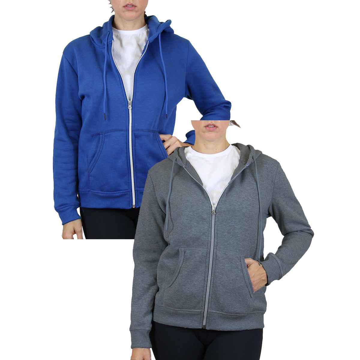 Women's Fleece-Lined Zip-up Hoodie (2-Pack) - WFH-1500 - MB-CH / S