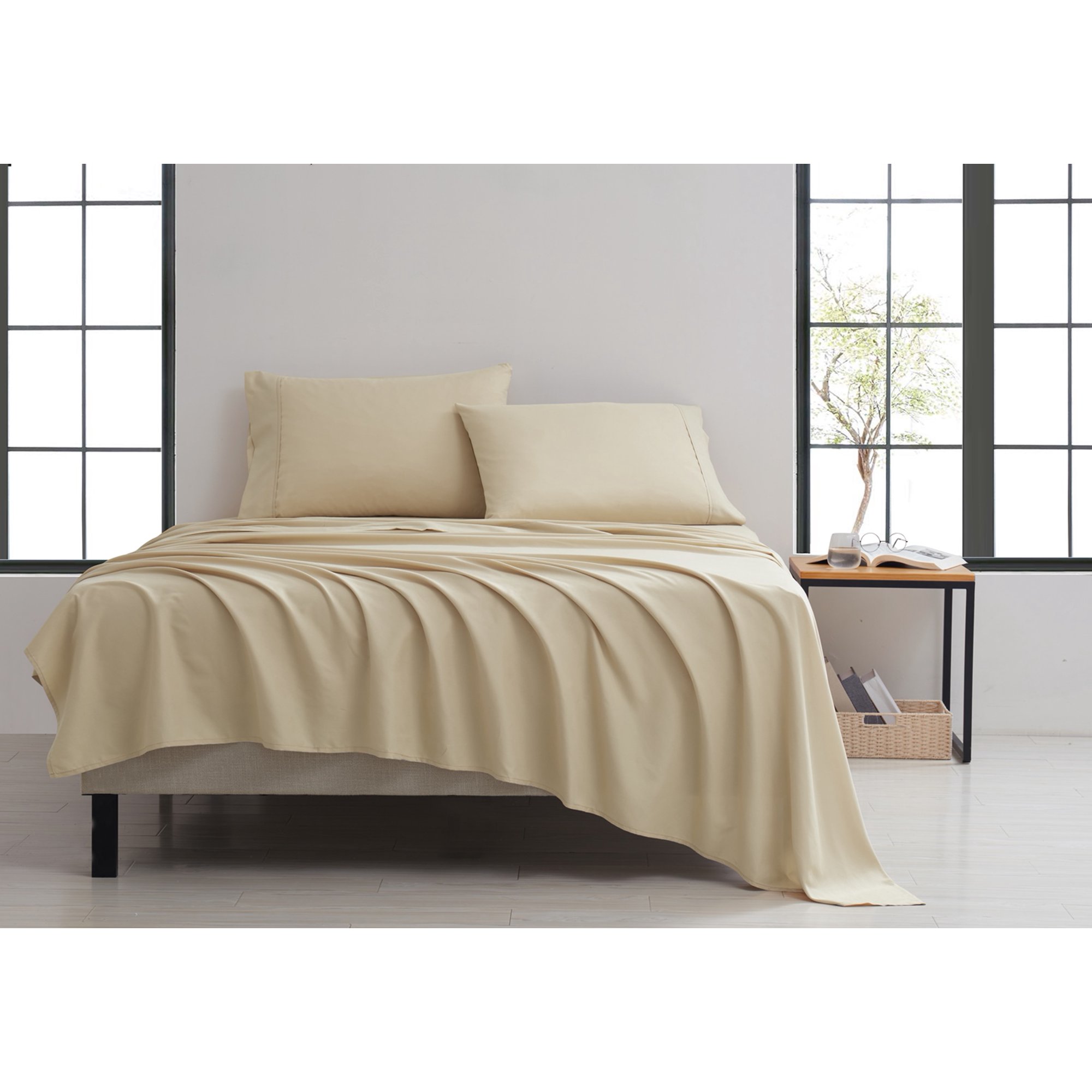Kathy Ireland® 4-Piece Twill Weave Luxury Sheet Sets - Kathy Ireland Twill Weave Luxury 4-Piece Sheet Set, Full - Khaki