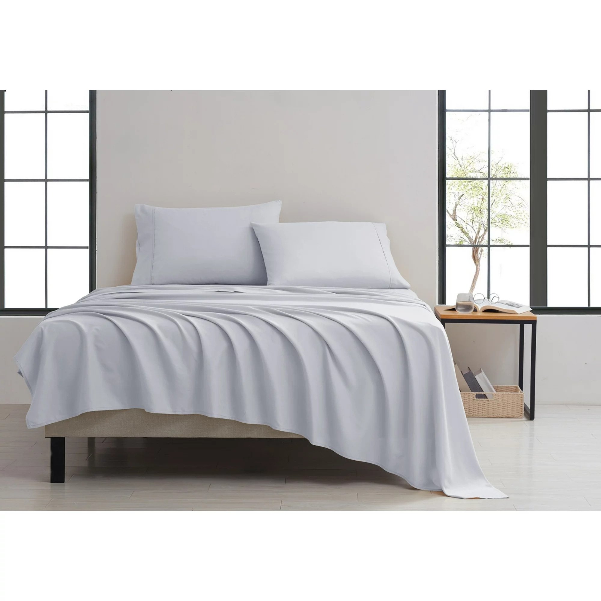 Kathy Ireland&reg; 4-Piece Twill Weave Luxury Sheet Sets - Kathy Ireland Twill Weave Luxury 4-Piece Sheet Set, Full - Silver