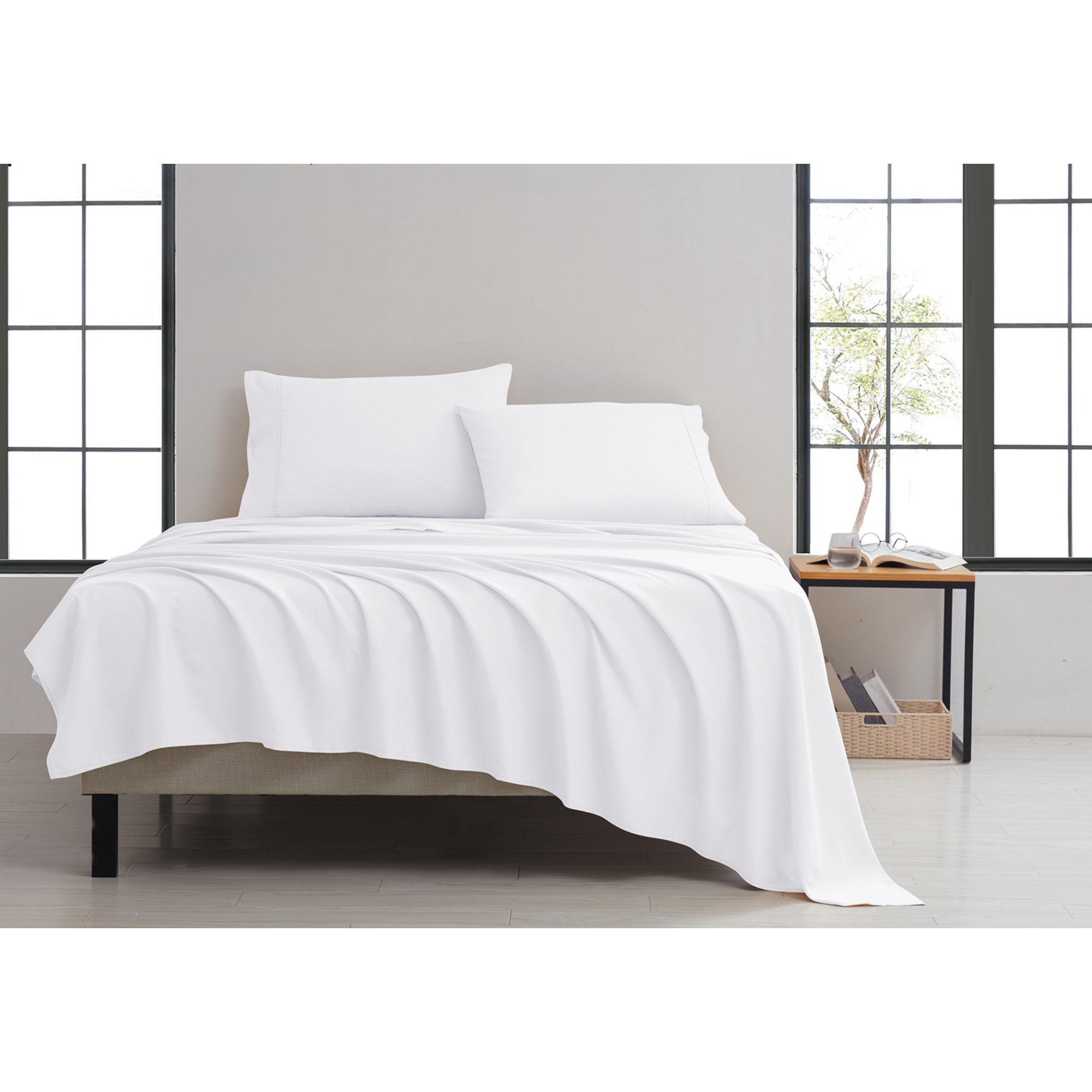 Kathy Ireland&reg; 4-Piece Twill Weave Luxury Sheet Sets - Kathy Ireland Twill Weave Luxury 4-Piece Sheet Set, Queen - White