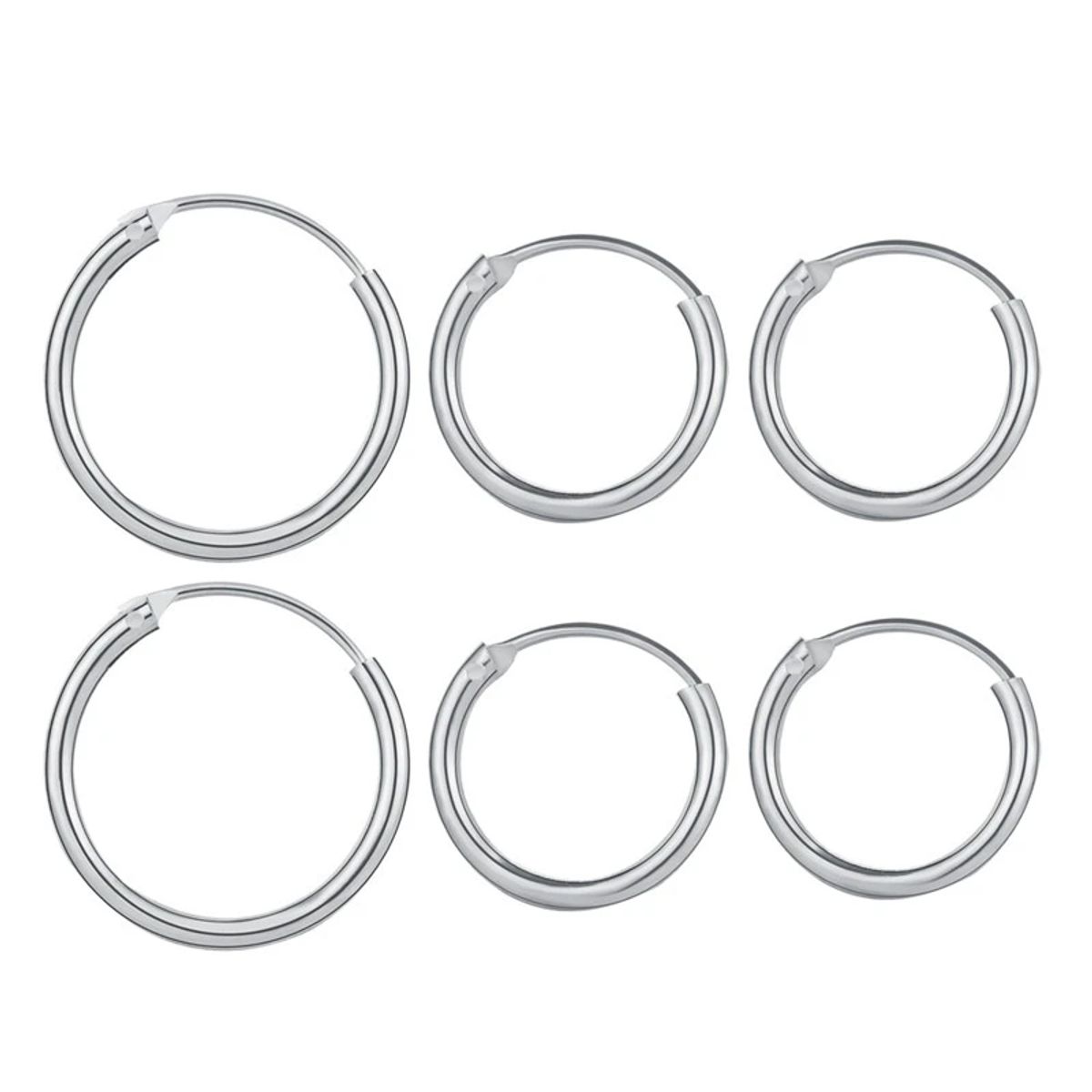Endless Hoop Earrings (3-Pair) - Silver-Tone