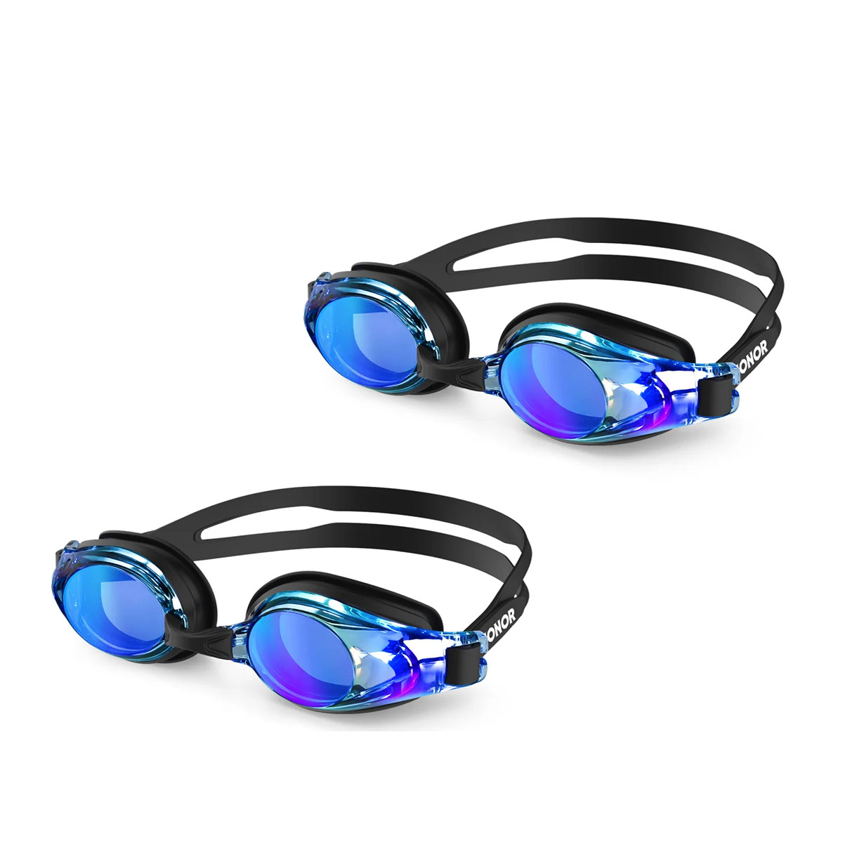 ZIONOR Adults G8 AntiFog Swim Goggles with UV Protection 2Pack  Black Frame Blue Lens