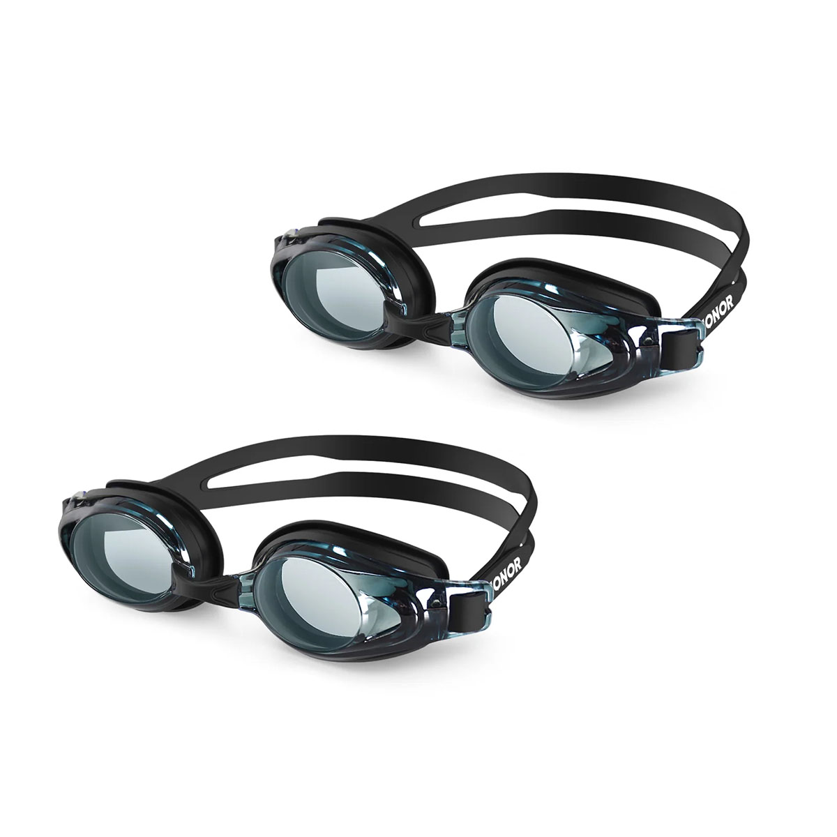ZIONOR Adults G8 AntiFog Swim Goggles with UV Protection 2Pack  Black Frame Smoke Lens