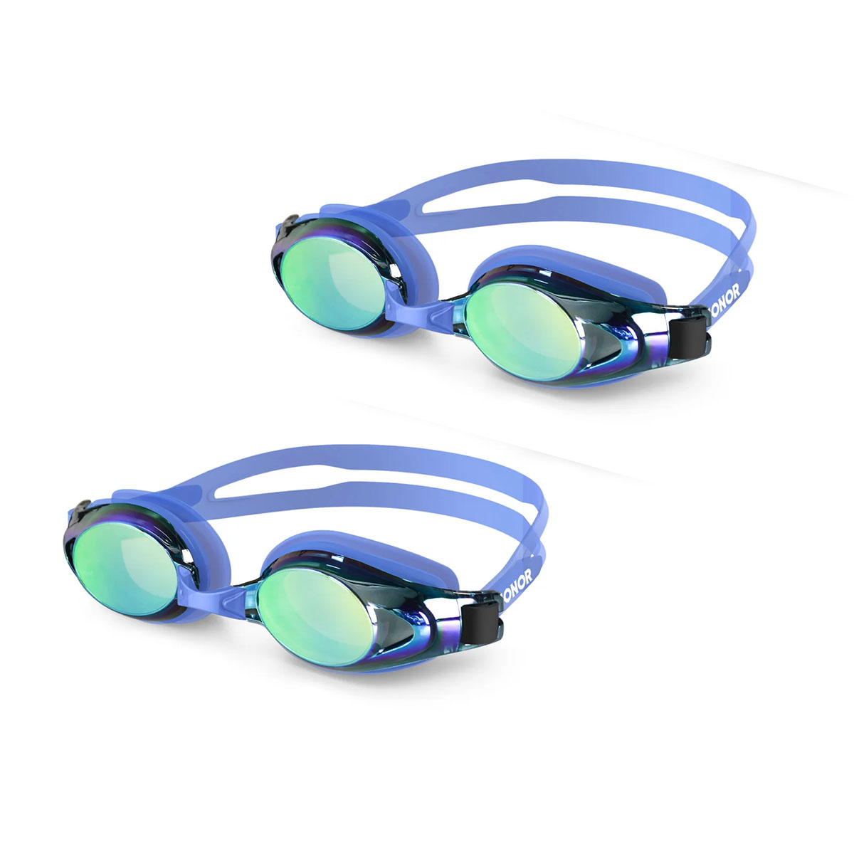 ZIONOR Adults G8 AntiFog Swim Goggles with UV Protection 2Pack  Blue Frame Gold Lens