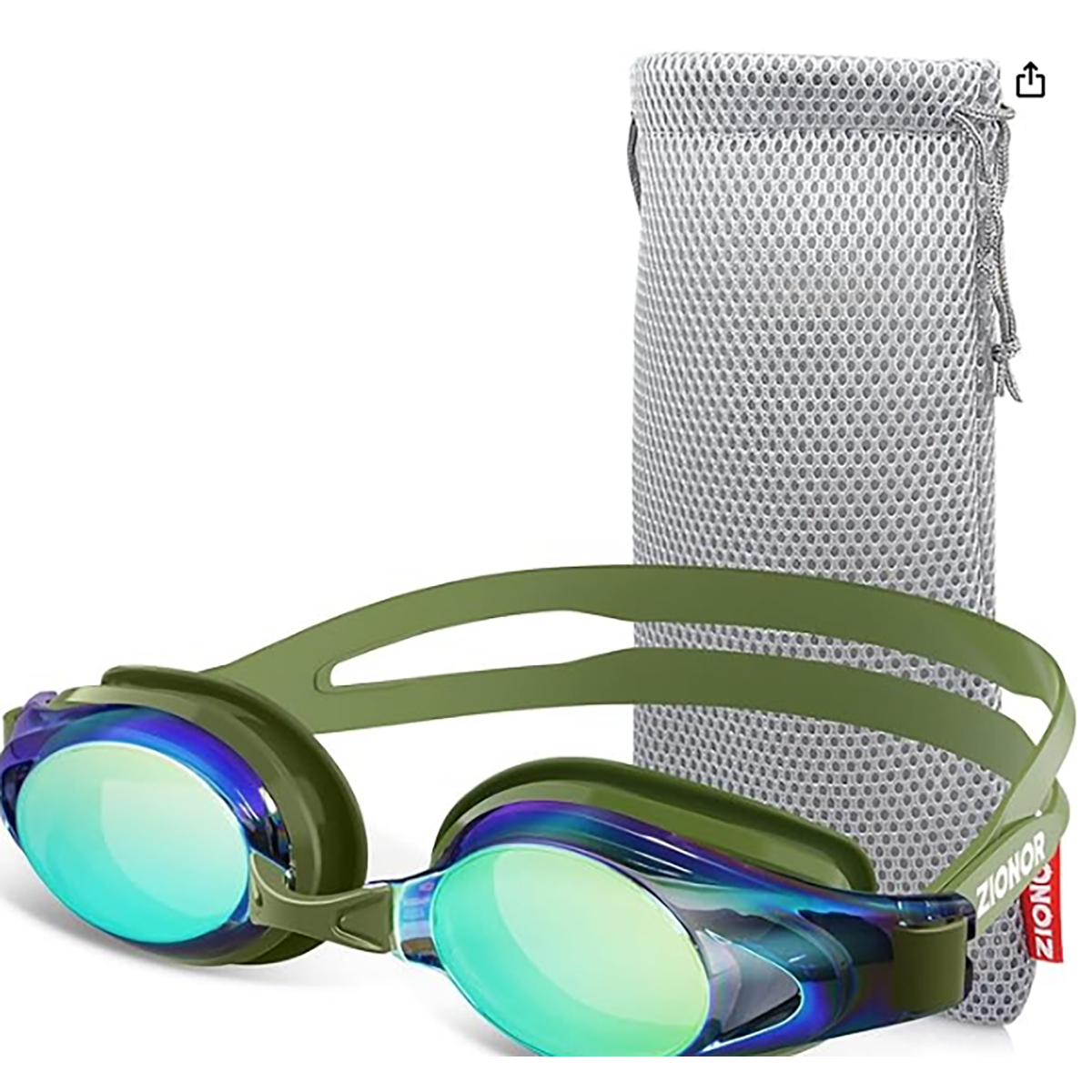 ZIONOR Adults G8 AntiFog Swim Goggles with UV Protection 2Pack  Green Frame Grey REVO Gold Lens
