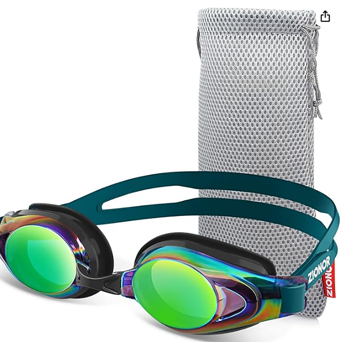 ZIONOR Adults G8 AntiFog Swim Goggles with UV Protection 2Pack  Green Frame Rose REVO Green Lens