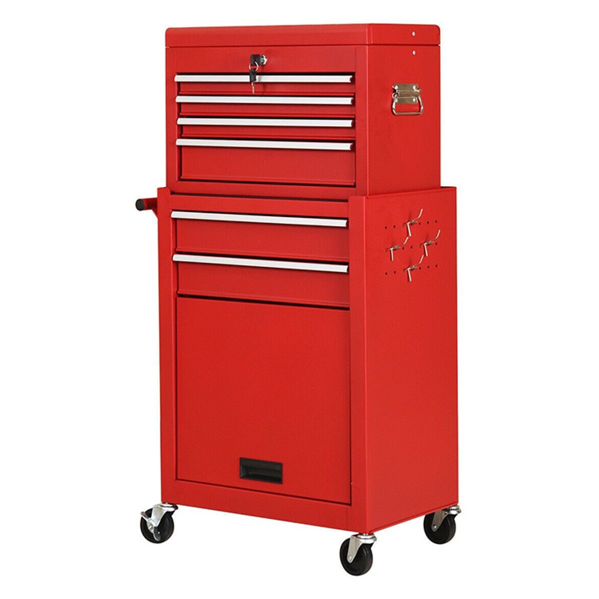 Rolling 2-in-1 6-Drawer Tool Cabinet - Red