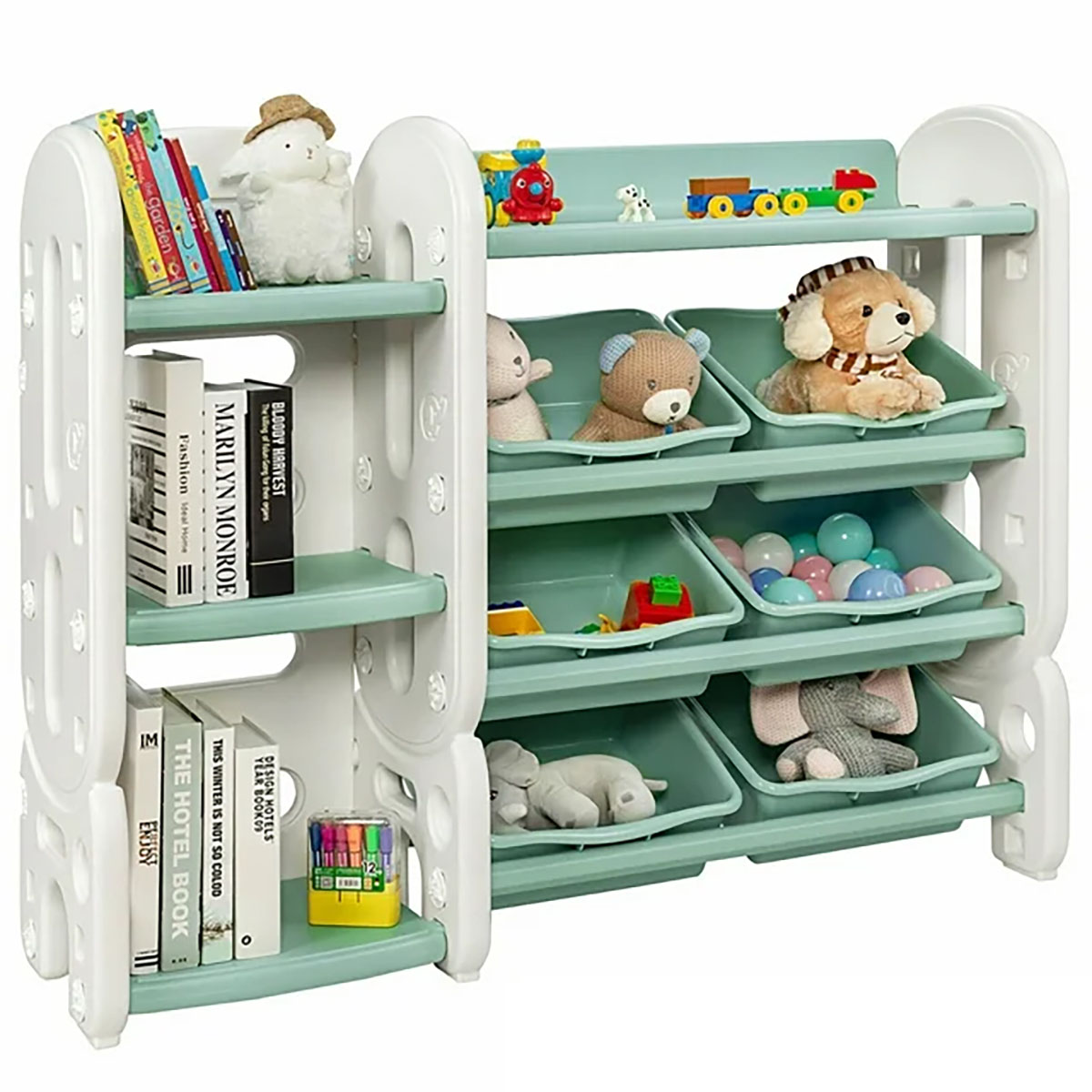 Photos - Wardrobe Goplus Kids' Toy Storage Organizer with Bins & Multi-Layer Shelf - Toy Sto