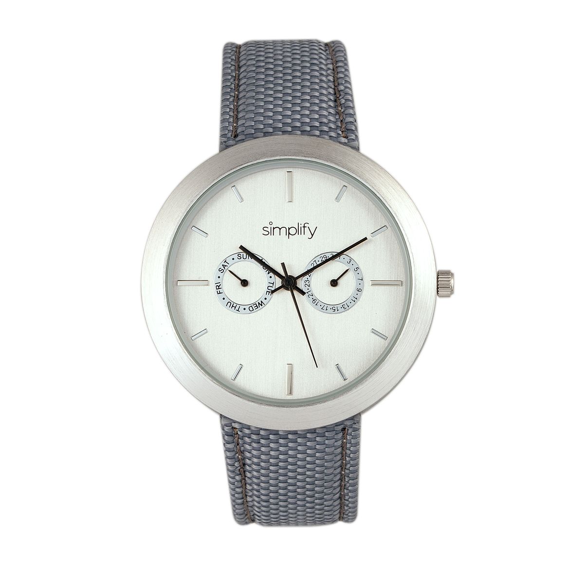Photos - Wrist Watch Simplify Simplify The 6100 Canvas-Overlaid Strap Watch - Grey/White SIM610