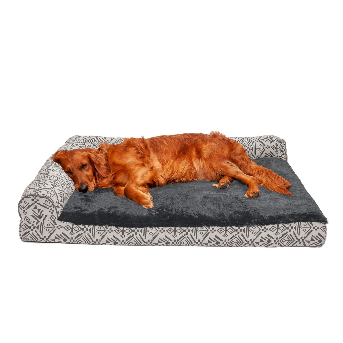 Photos - Bed & Furniture Furhaven Pet Products Deluxe Southwest Chaise Lounge Dog Bed - Cooling Gel
