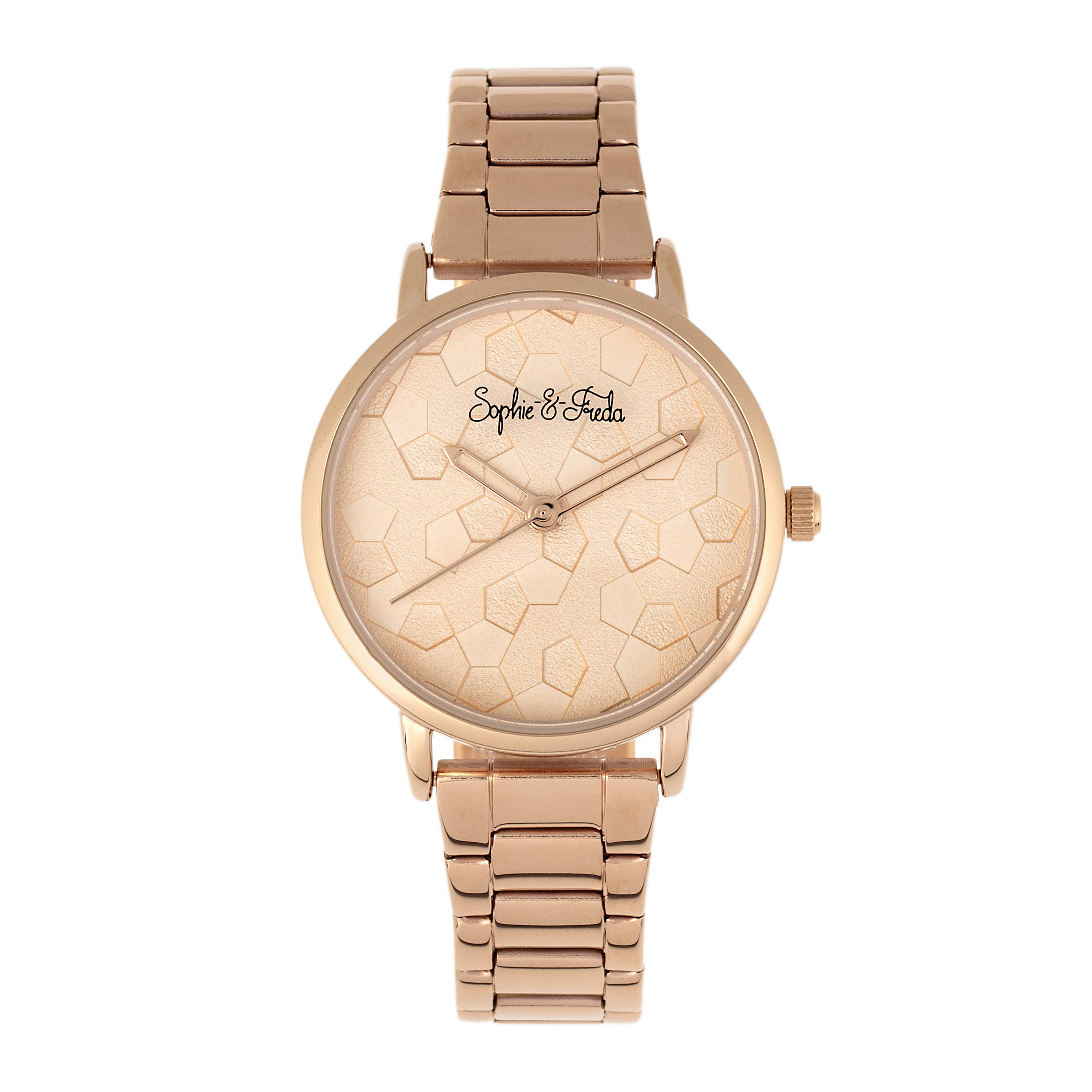 Sophie & Freda&trade; Breckenridge Watch with Leather or Stainless Steel Strap - Rose Gold Bracelet