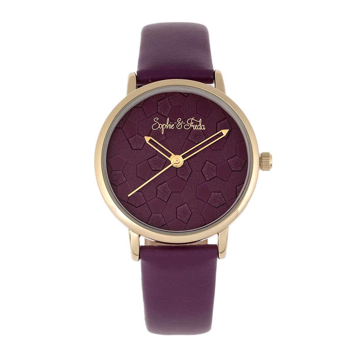 Sophie Freda Breckenridge Watch with Leather or Stainless Steel Strap GoldPurple Leather