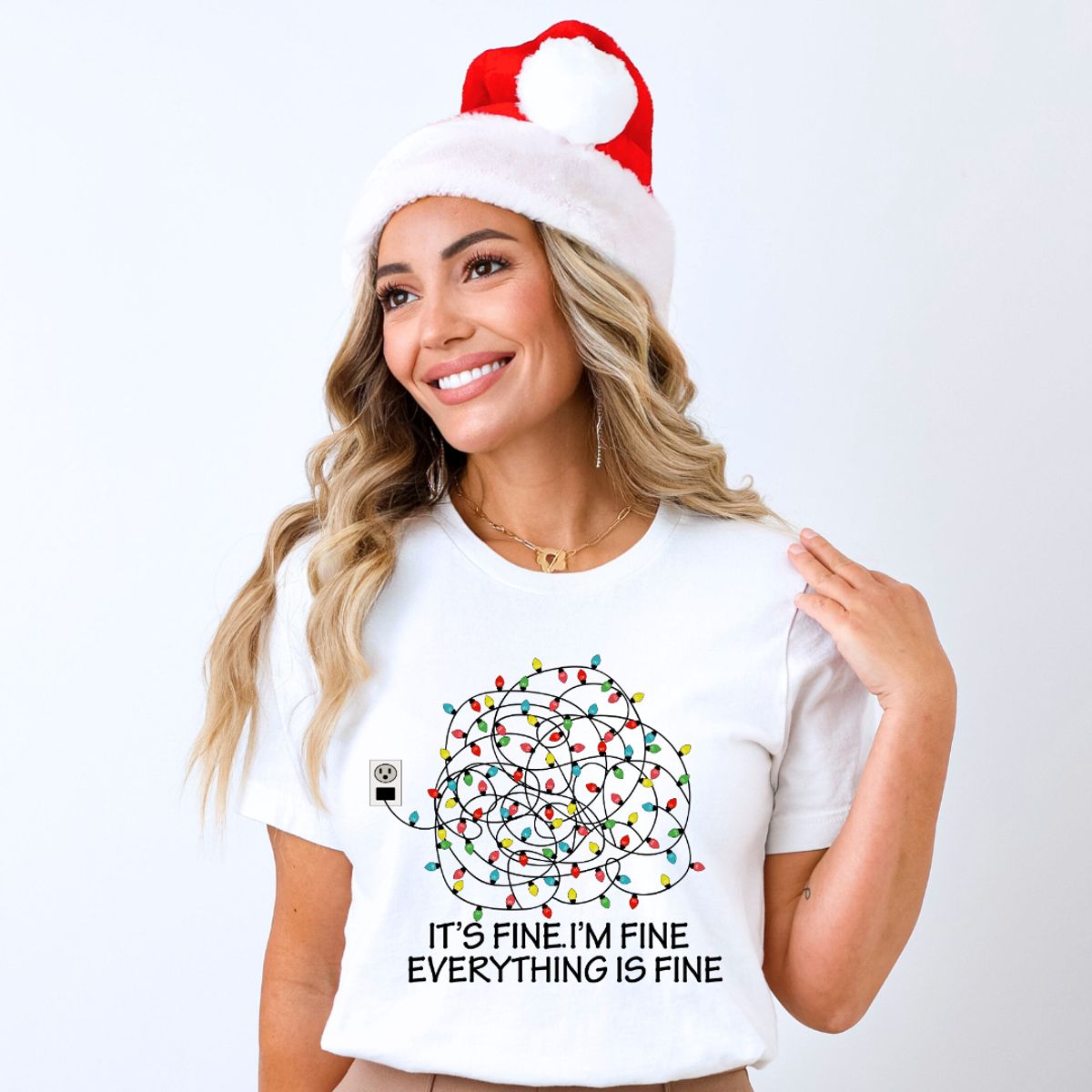Womens Its Fine Short Sleeve TShirt  Large  White