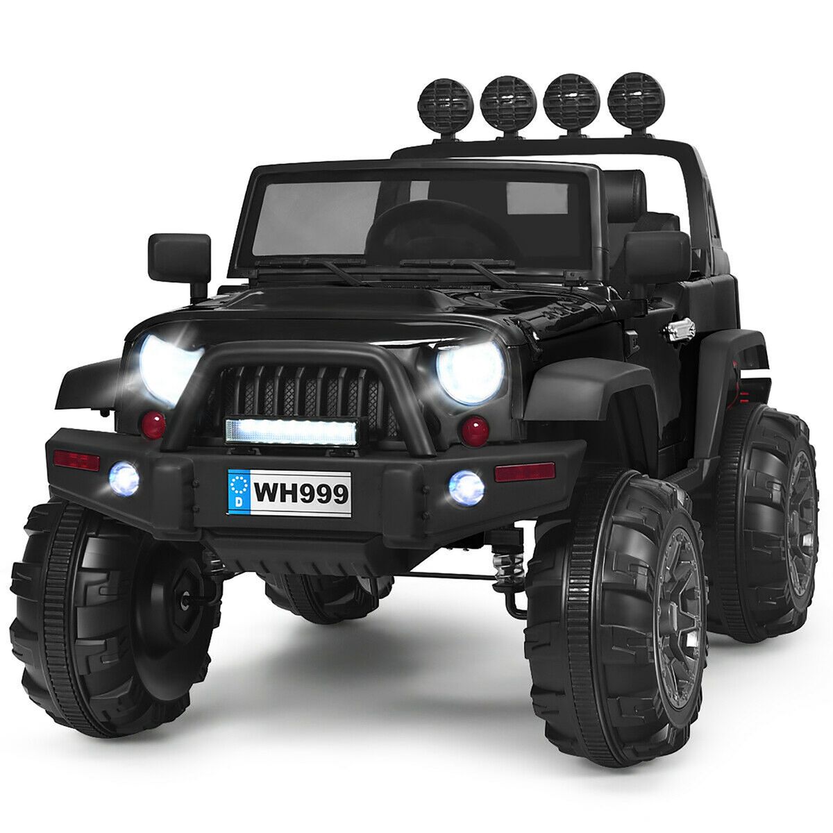 Kids' 12V Ride-on Spring Suspension Truck with Remote Control - RC Car BK