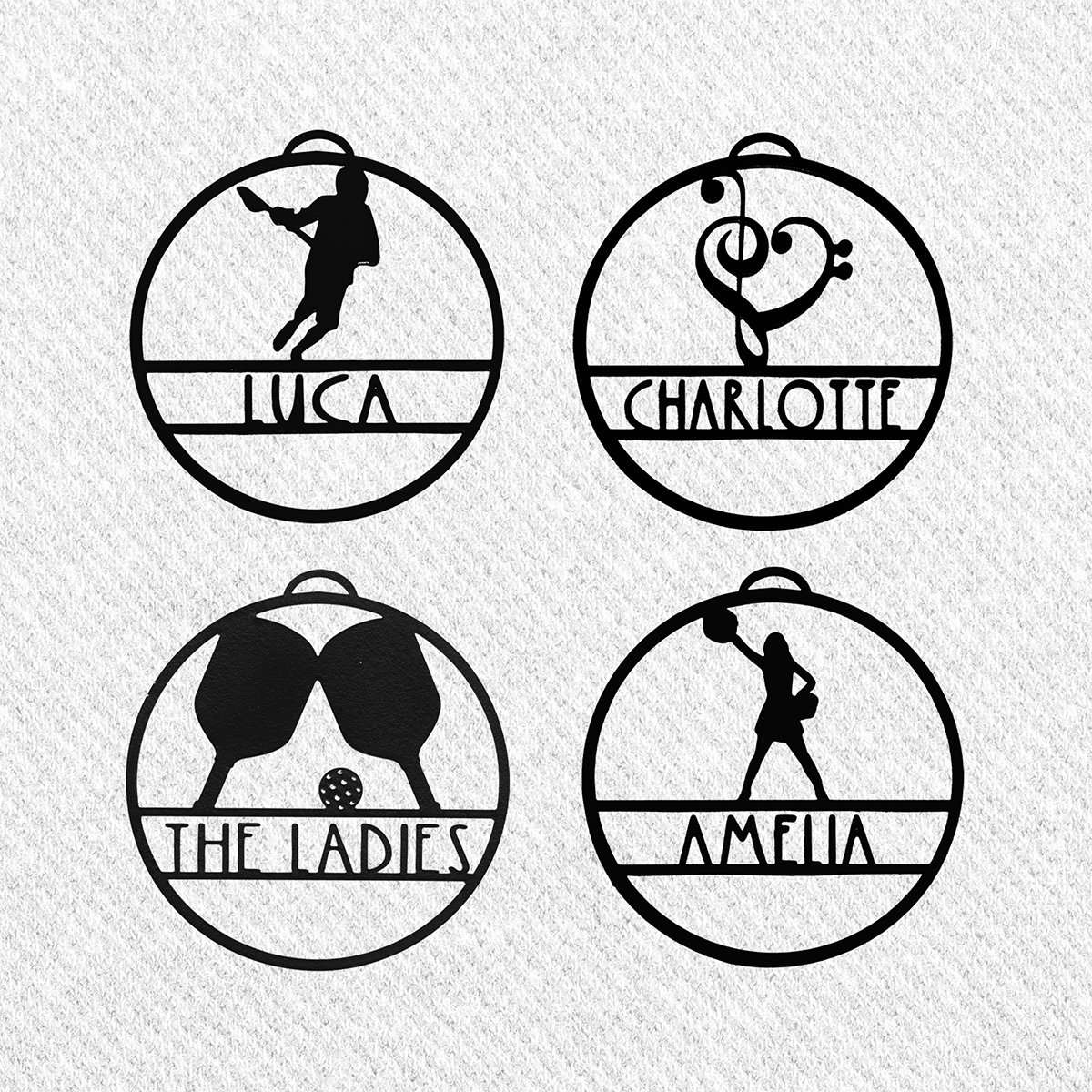 Personalized My Favorite Athlete Ornament - Sports Themes (3-Pack) - Black Powder Coat Finish