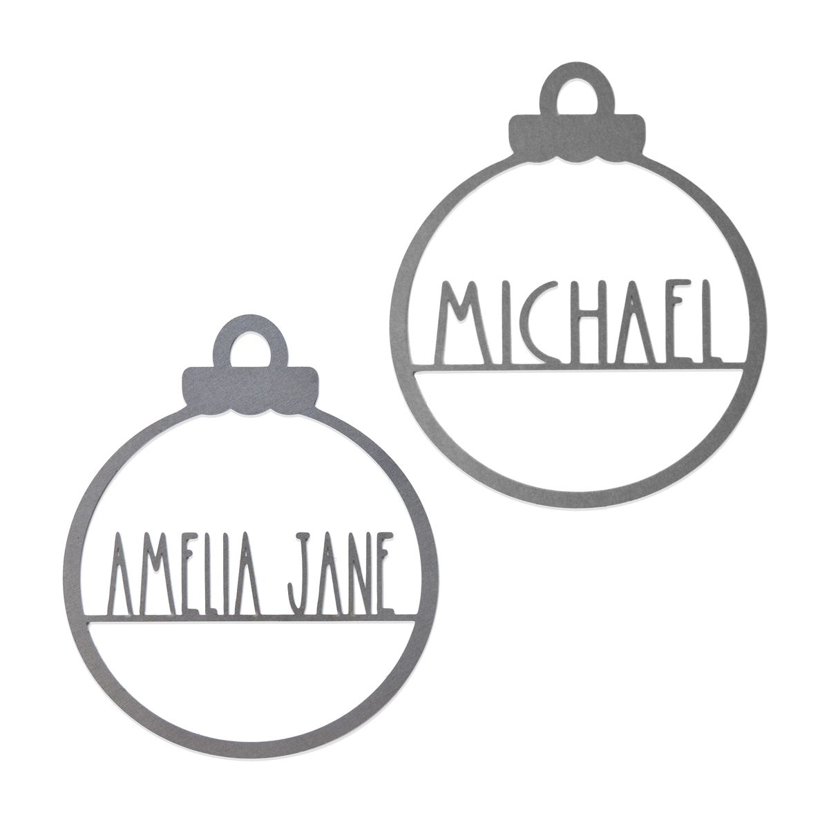 Personalized Name Christmas Ornament (5-Pack) - Silver Powder Coat Finish