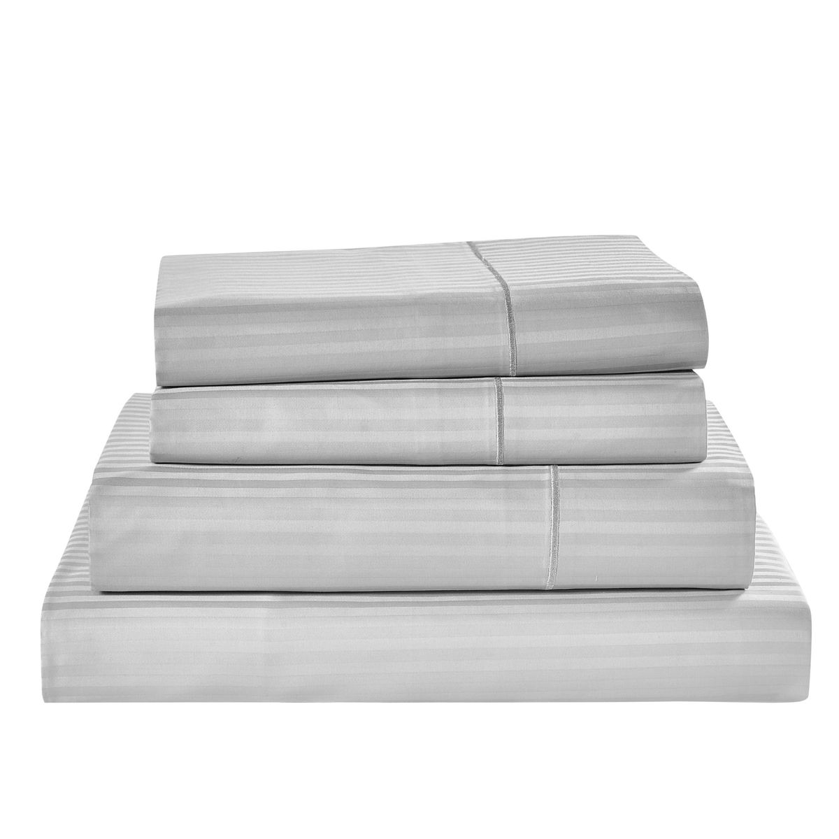 Kathy Ireland 500 Thread Count Damask Stripe Sheet Set  California King  Silver