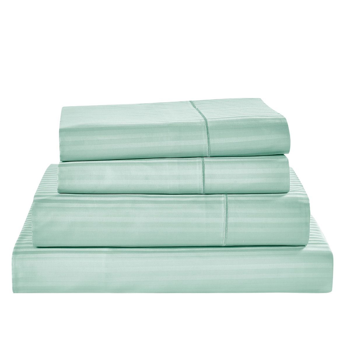 Kathy Ireland&reg; 500 Thread Count Damask Stripe Sheet Set - Twin - Granite Green