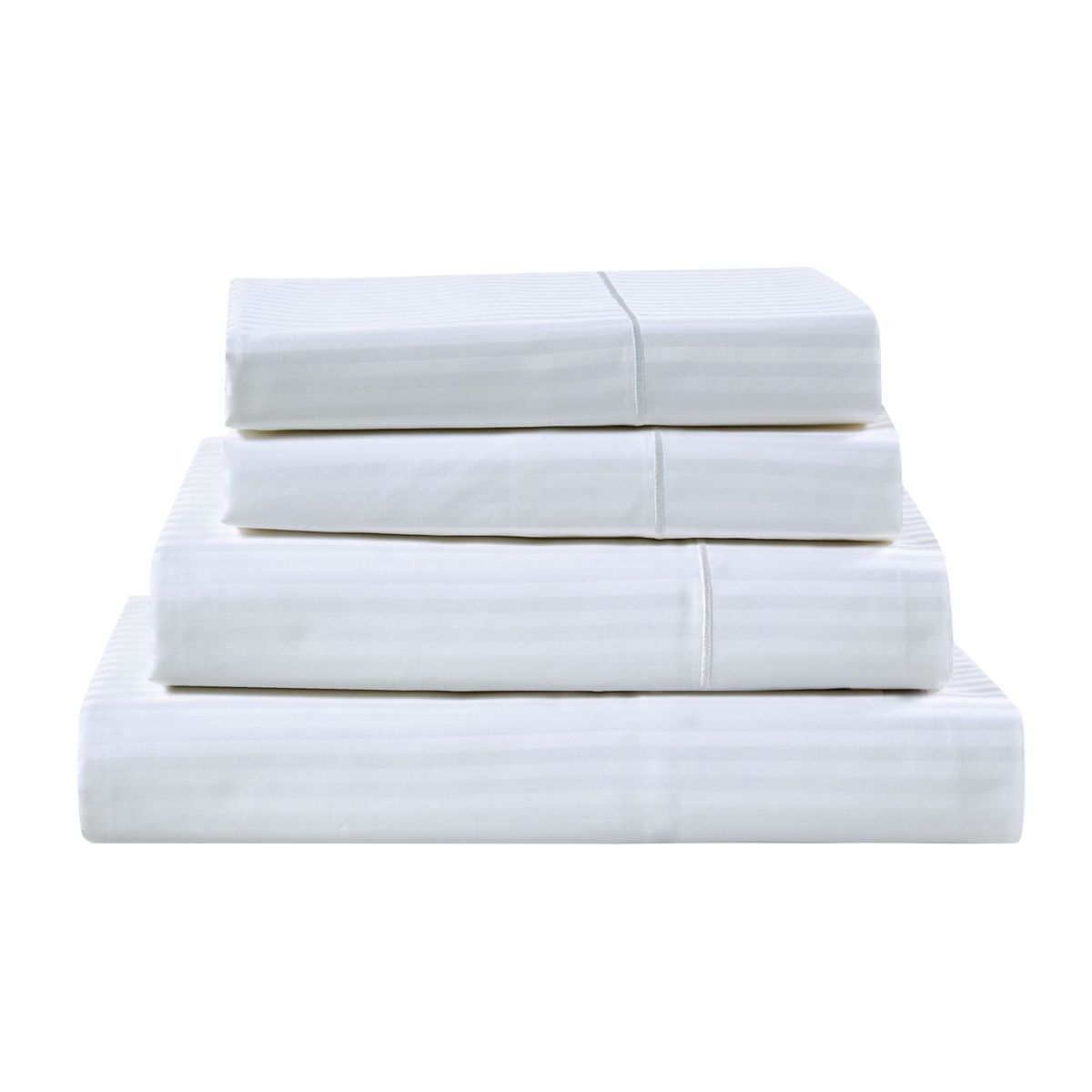 Kathy Ireland® 500 Thread Count Damask Stripe Sheet Set - Twin - White