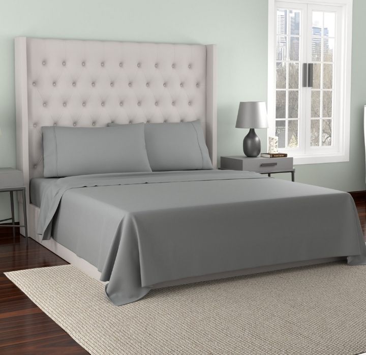 Kathy Ireland&reg; 300-Thread Count Organic Cotton Percale Sheet Set - Kathy Ireland 300 Thread Count Organic Cotton Percale Sheet Set, Queen - Silver