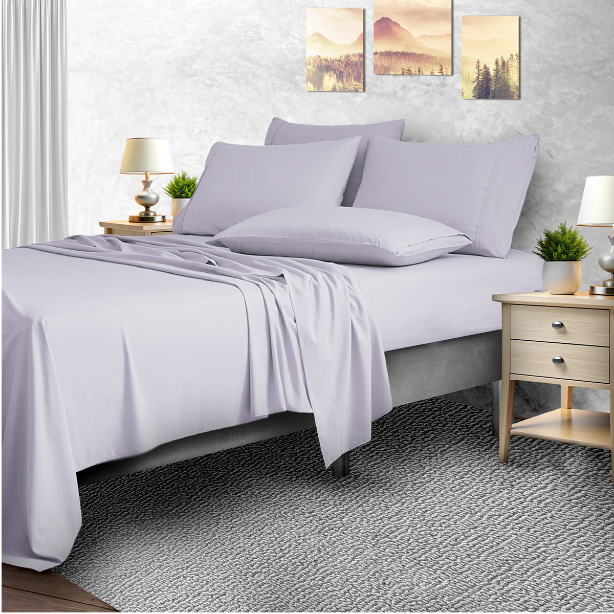 2,000-TC Bamboo Blend 6-Piece Sheet Set with Deep Pockets - California King - Lilac