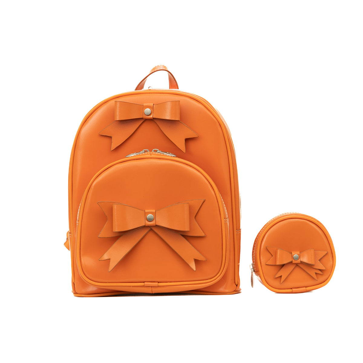 McKleinUSA® Arches Leather Mini Backpack with Bow - ARCHES Leather Bow Backpack Orange-image-SKU8234155