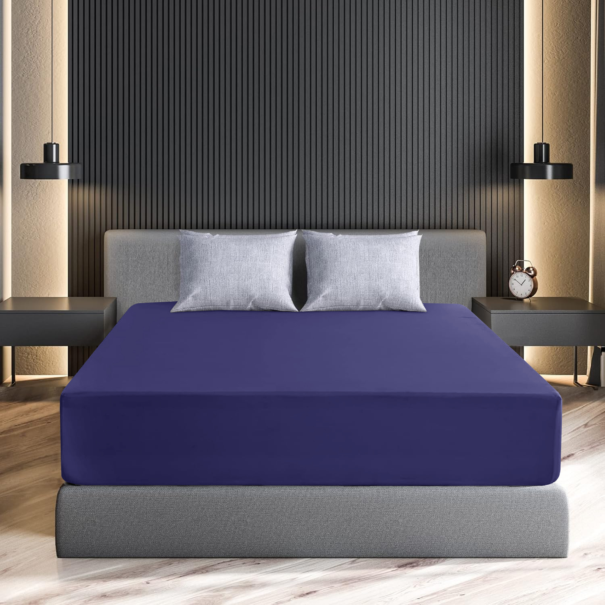 Premium Soft 16-Inch Deep Pocket Fitted Sheet - Queen-Dark Navy