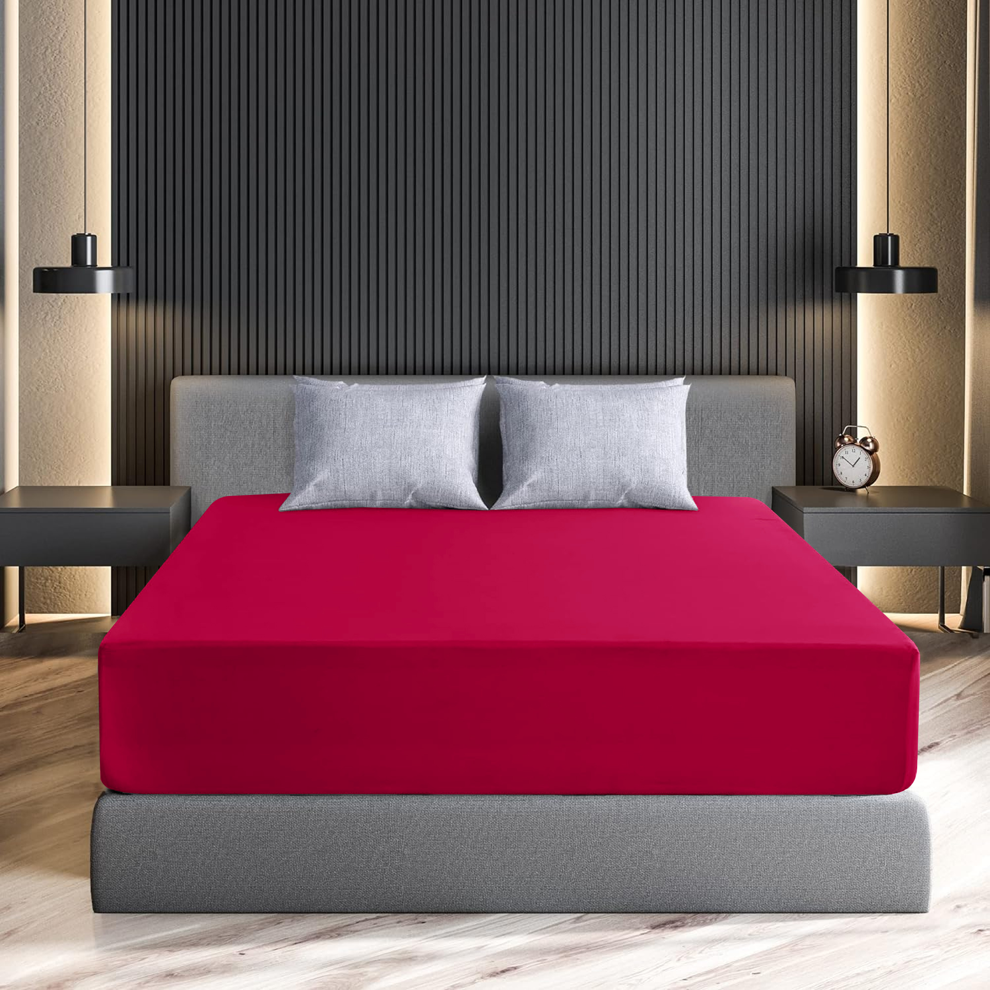 Premium Soft 16-Inch Deep Pocket Fitted Sheet - California King-Burgundy
