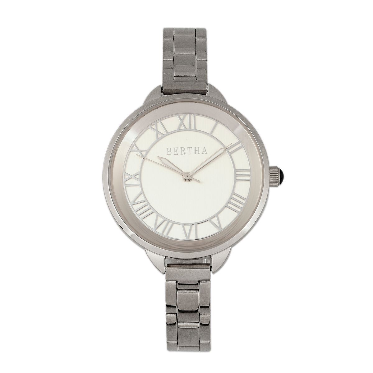 Bertha Madison SunrayDial Bracelet Watch for Women  Silver