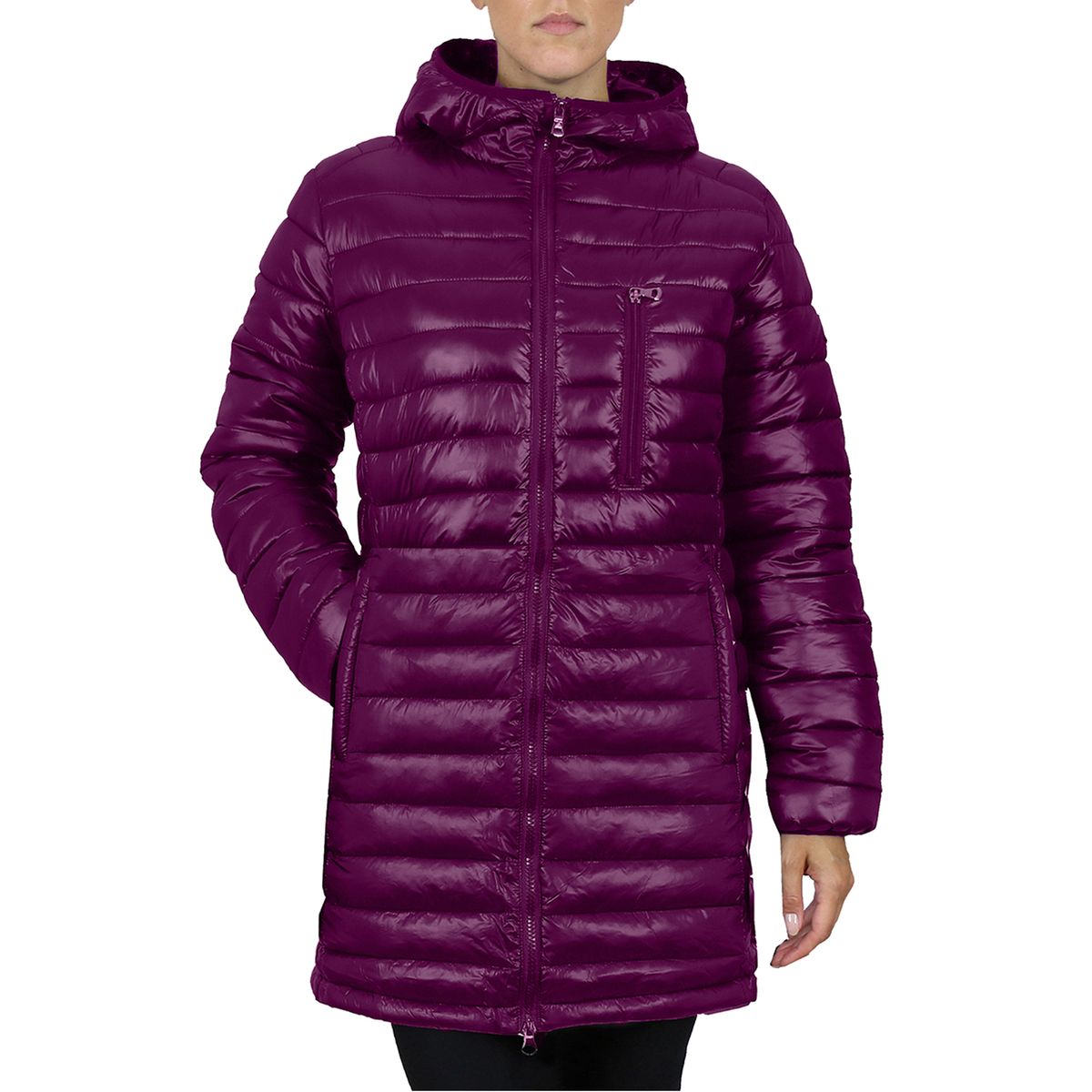 Women's Classic Long Puffer Jacket with Hood - SPL-4611-BG--L