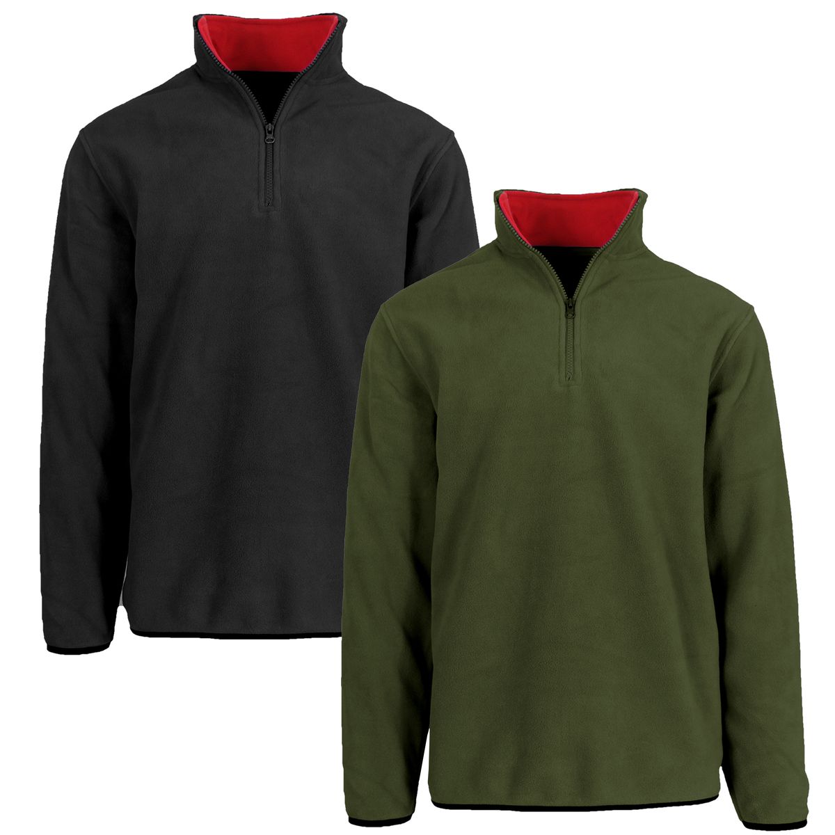 Men's Polar Fleece Quarter Zip Pullover (1- to 3-Pack) - MPF-222106 / BK-HT / M