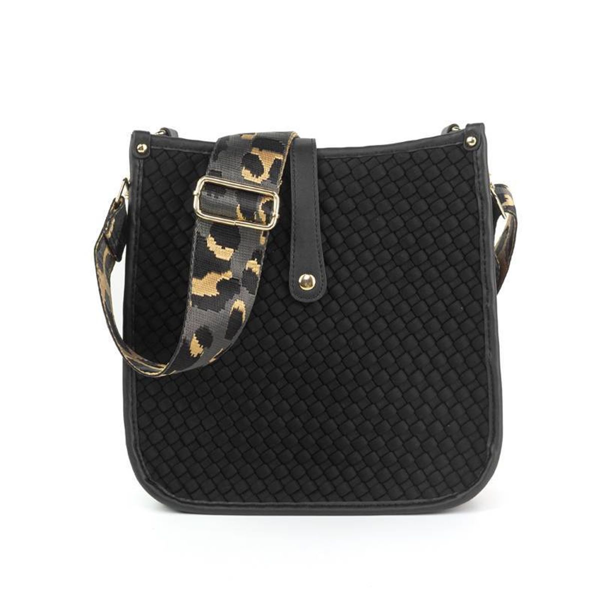 Lea Woven Courier Bag Choose Your Strap  Black  BlackRed Bee