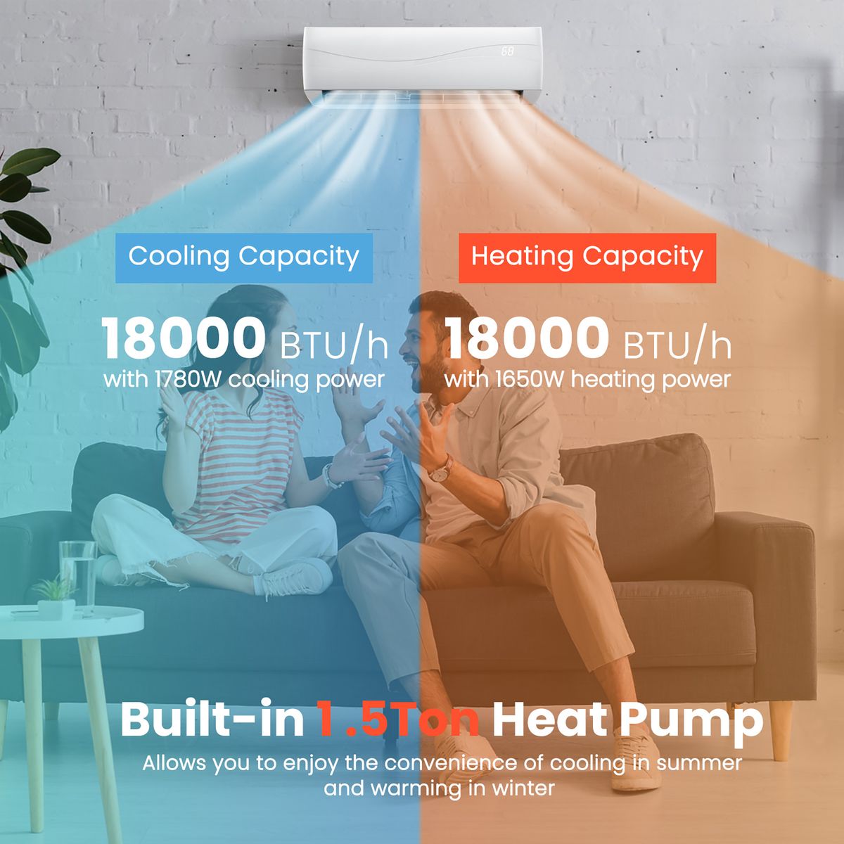 Ductless Mini Split Heating  Air Conditioner  12000 to 24000BTU  18000 BTU Air Conditioner