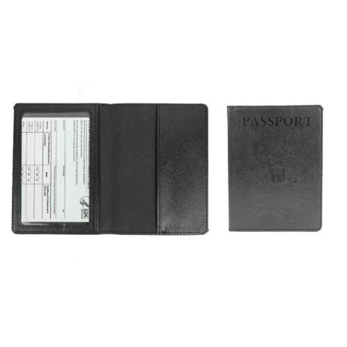 Passport Holder with Vaccination Card Protector   Black