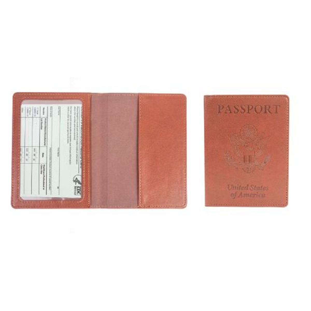 Passport Holder with Vaccination Card Protector   Brown