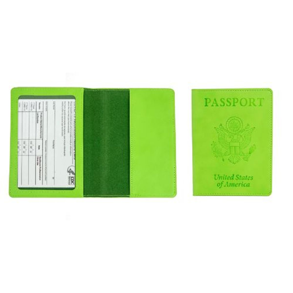 Passport Holder with Vaccination Card Protector   Green