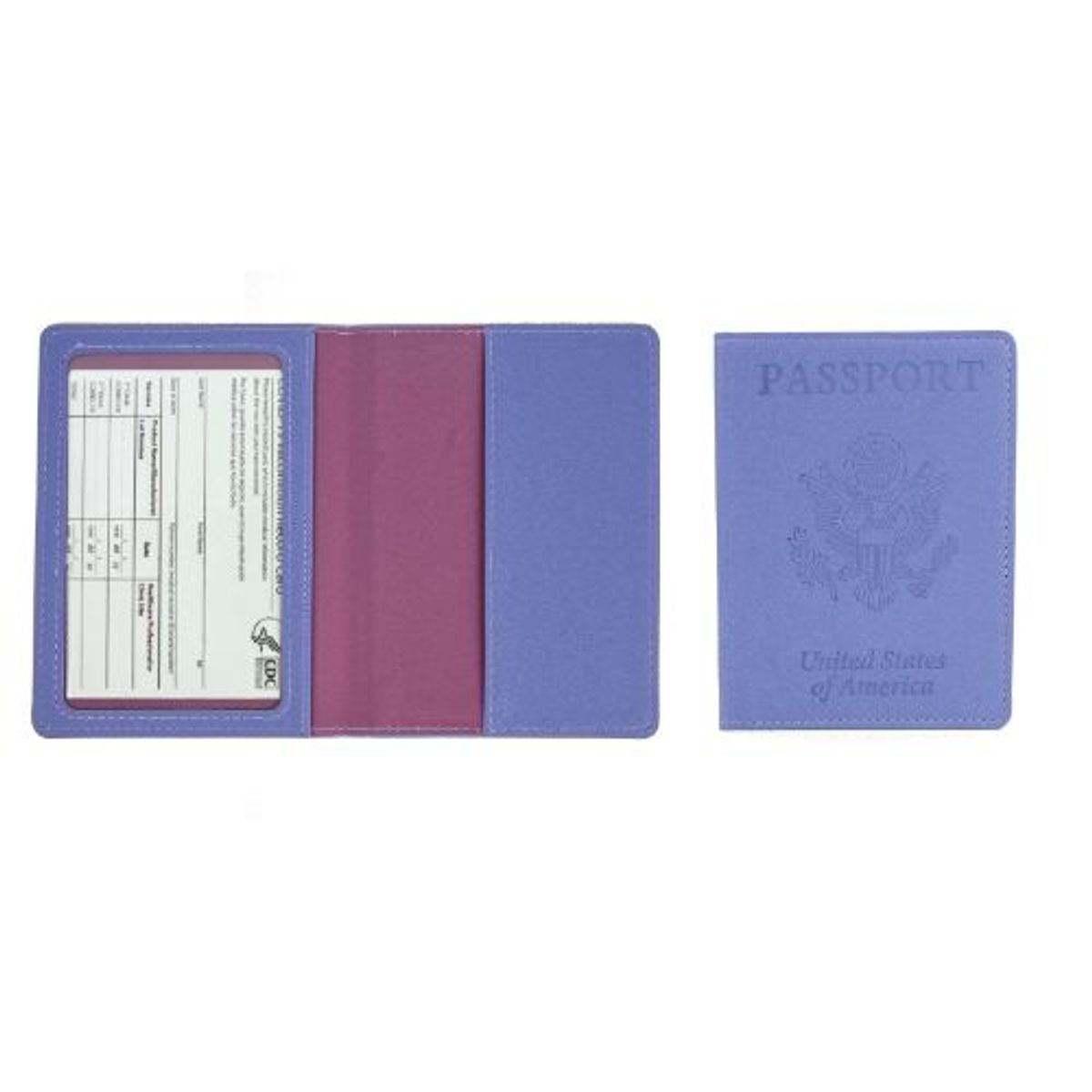 Passport Holder with Vaccination Card Protector   Purple