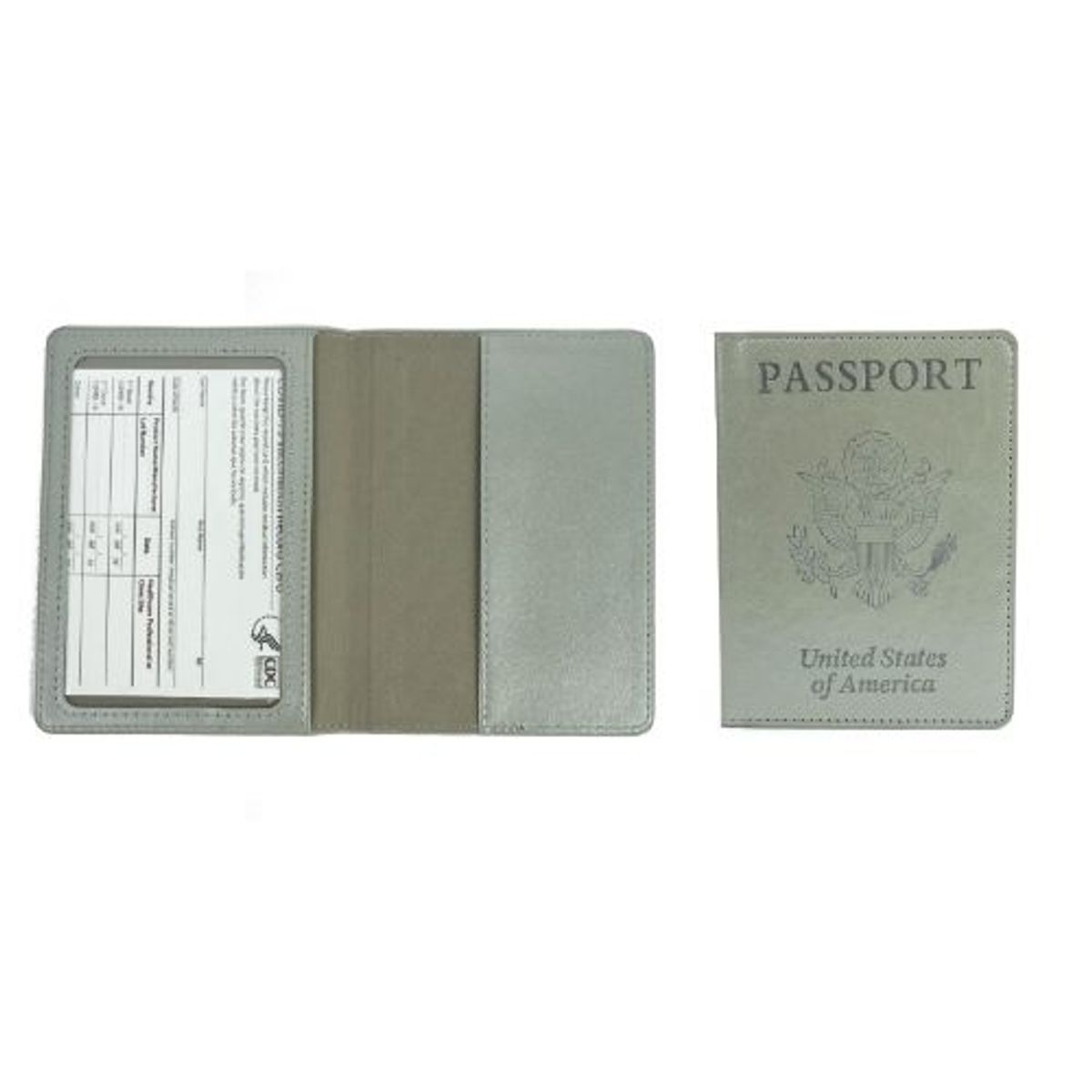 Passport Holder with Vaccination Card Protector   Grey