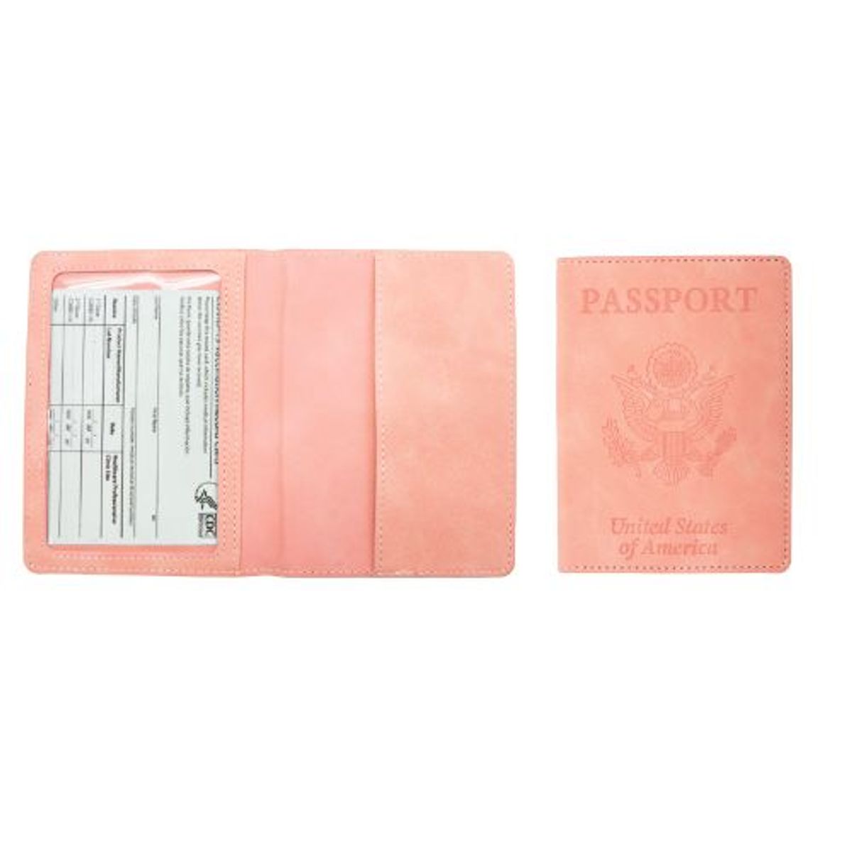 Passport Holder with Vaccination Card Protector   Pink