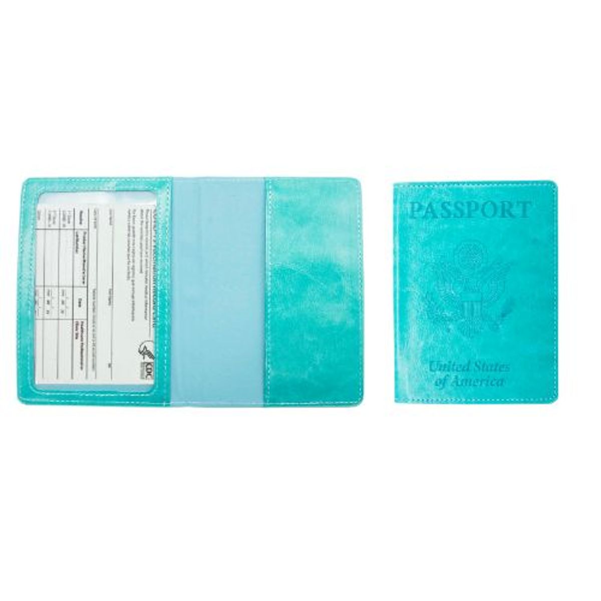 Passport Holder with Vaccination Card Protector   Turquoise