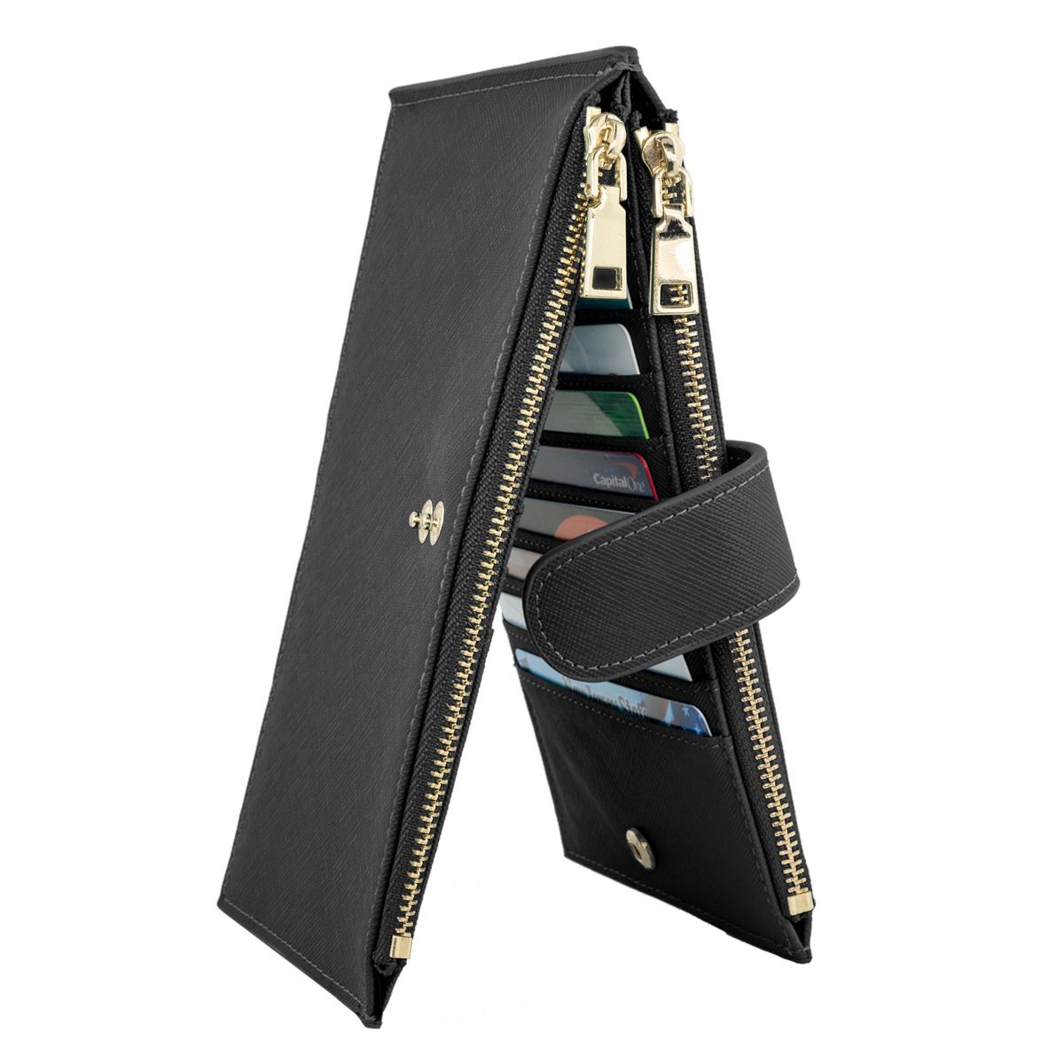 RFID Blocking Multi Card Wallet with Vaccination Card Slot - Black