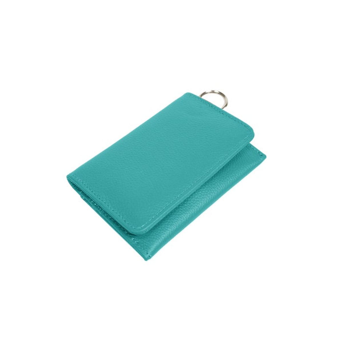 RFID Genuine Leather Key Ring Wallet  Teal