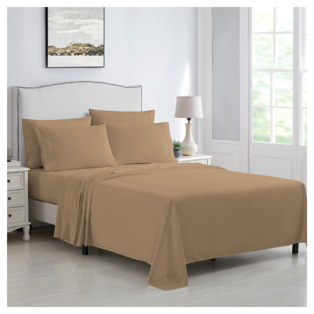 Kathy Ireland® 6-Piece Brushed Microfiber Sheet Set - Queen - Sepia