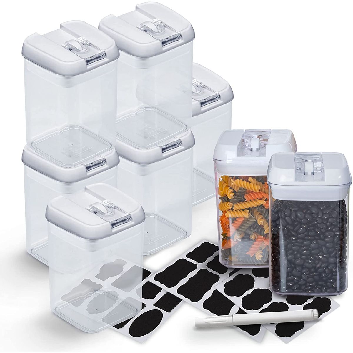 Cheer Collection® Airtight Food Storage Containers (Set of 8) - White Food Storage Containers