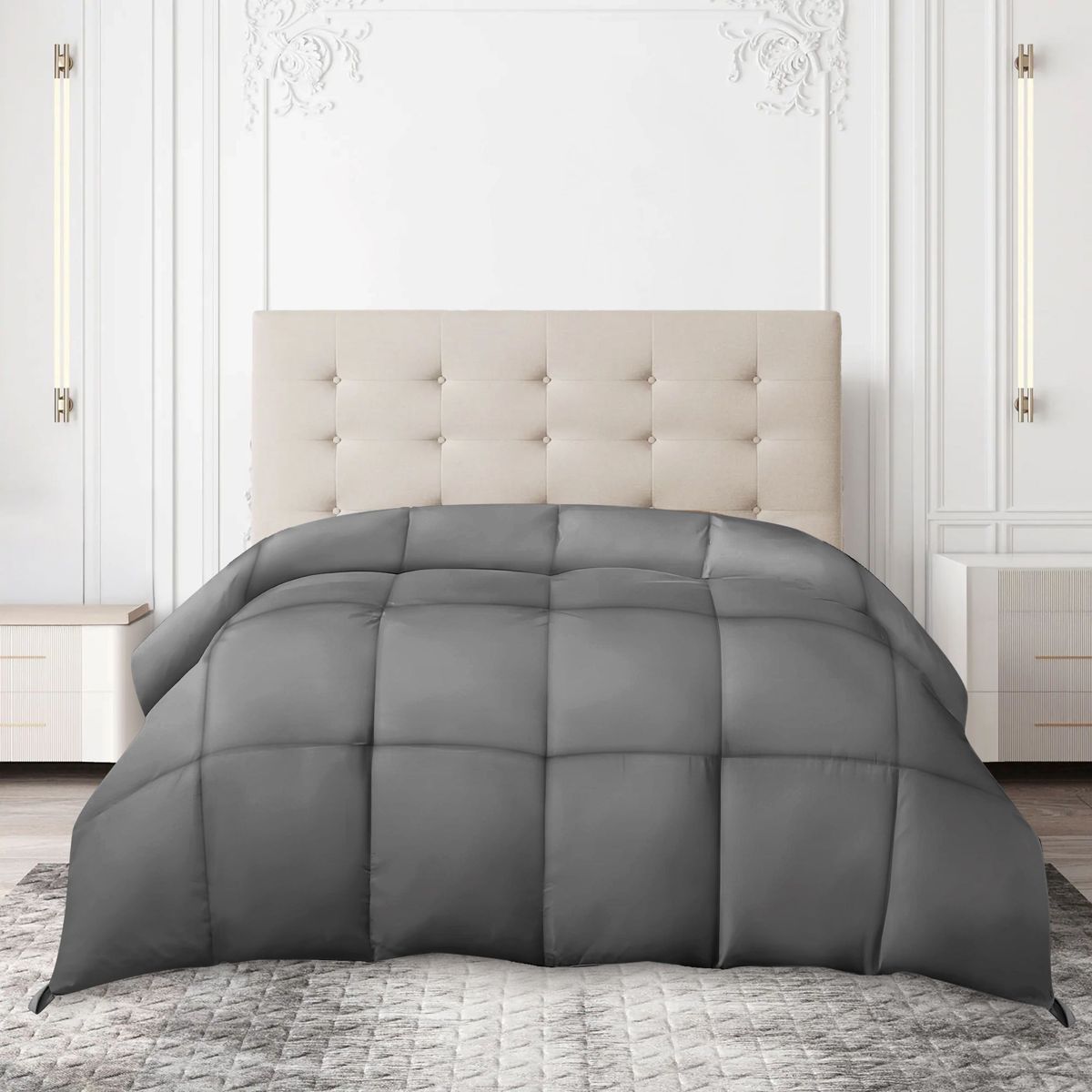 Hypoallergenic Luxury Goose Down-Alternative Comforter - Twin - Grey
