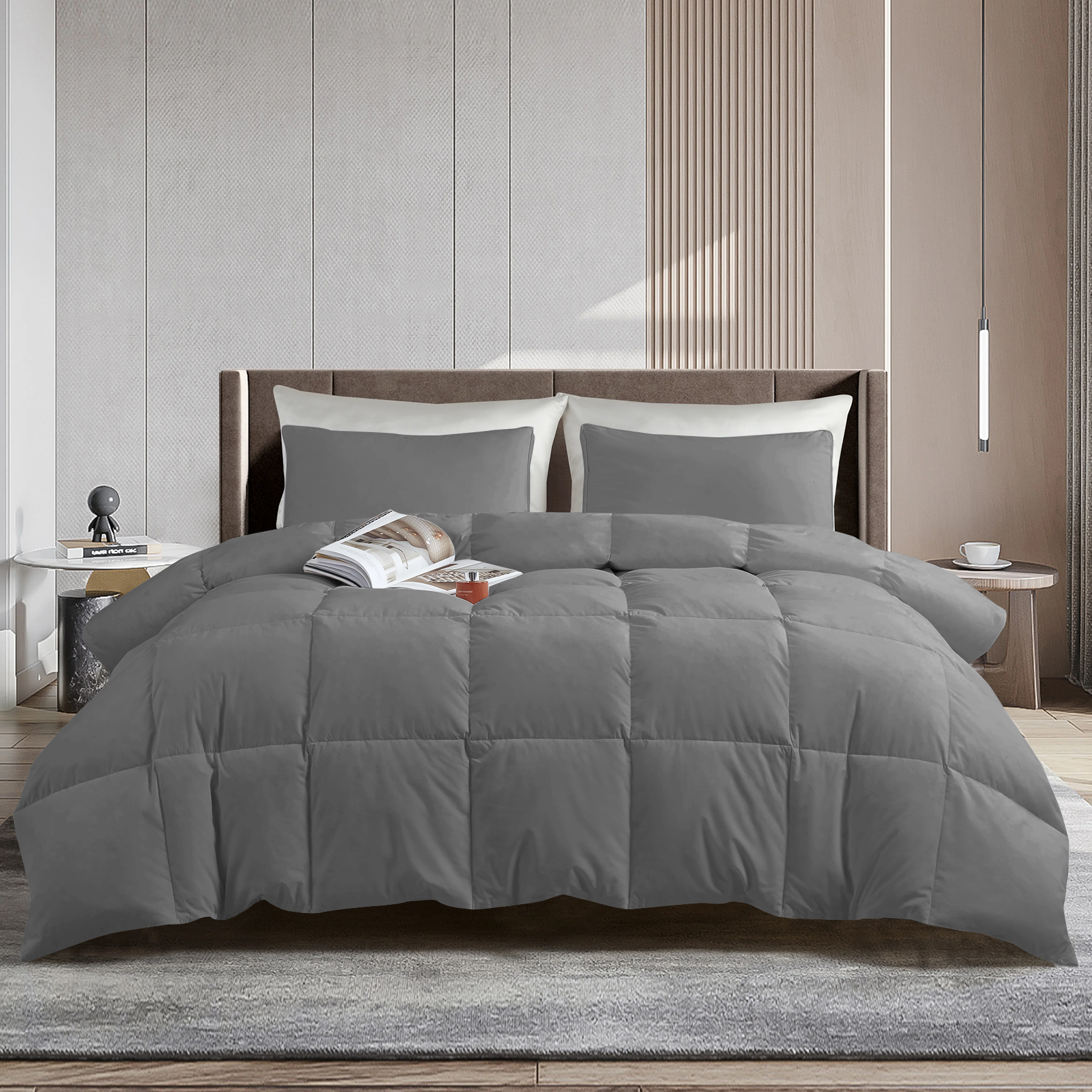 Hypoallergenic Luxury Goose Down-Alternative Comforter - Queen - Grey