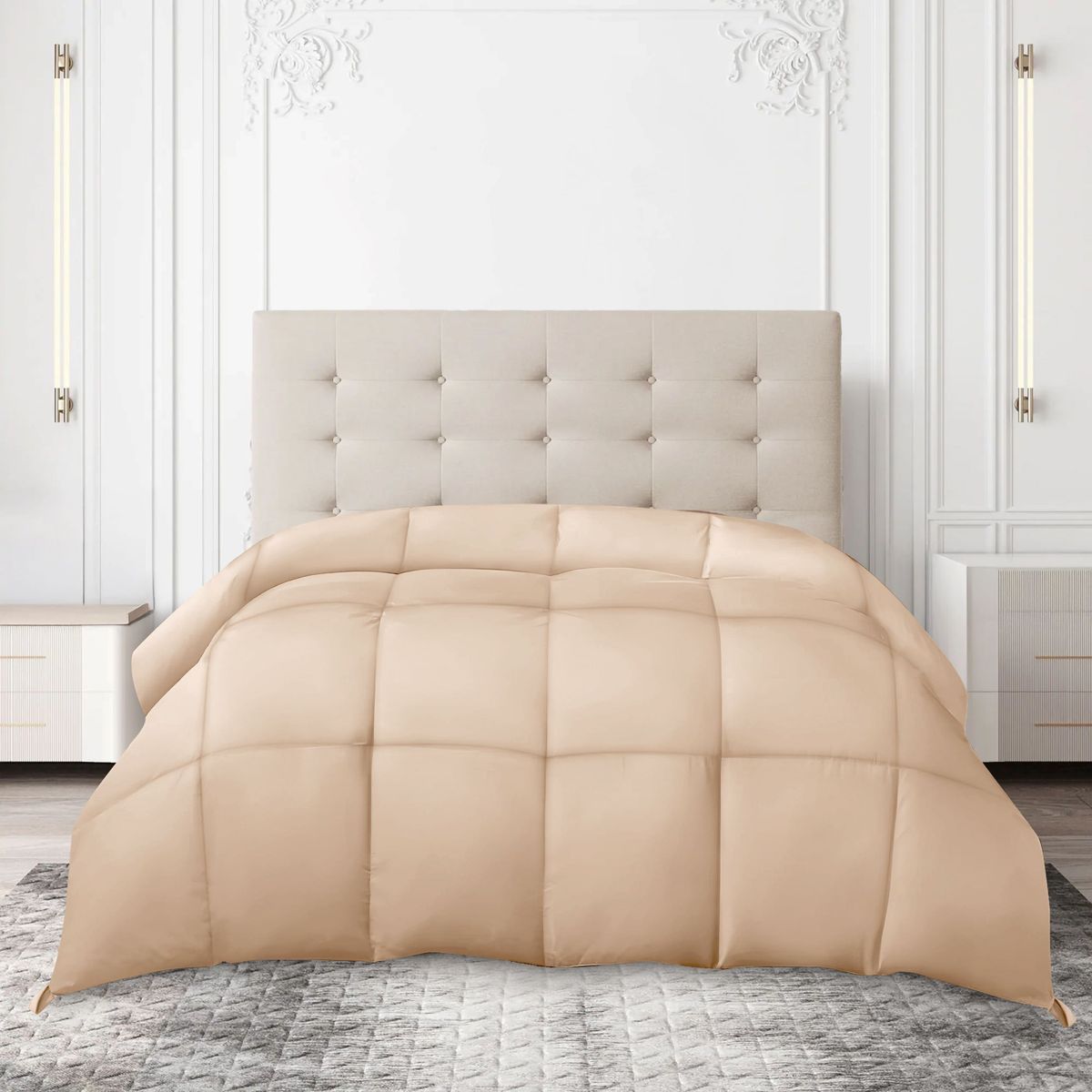 Hypoallergenic Luxury Goose Down-Alternative Comforter - Queen - Beige