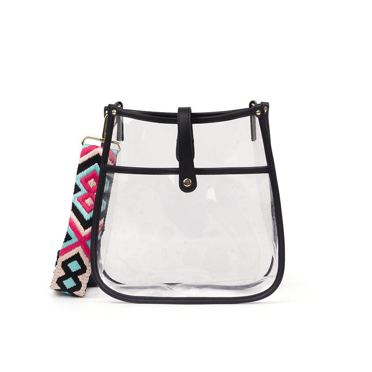 Clear Courier Bag | Choose Your Strap - Black / Red/Green Stripe