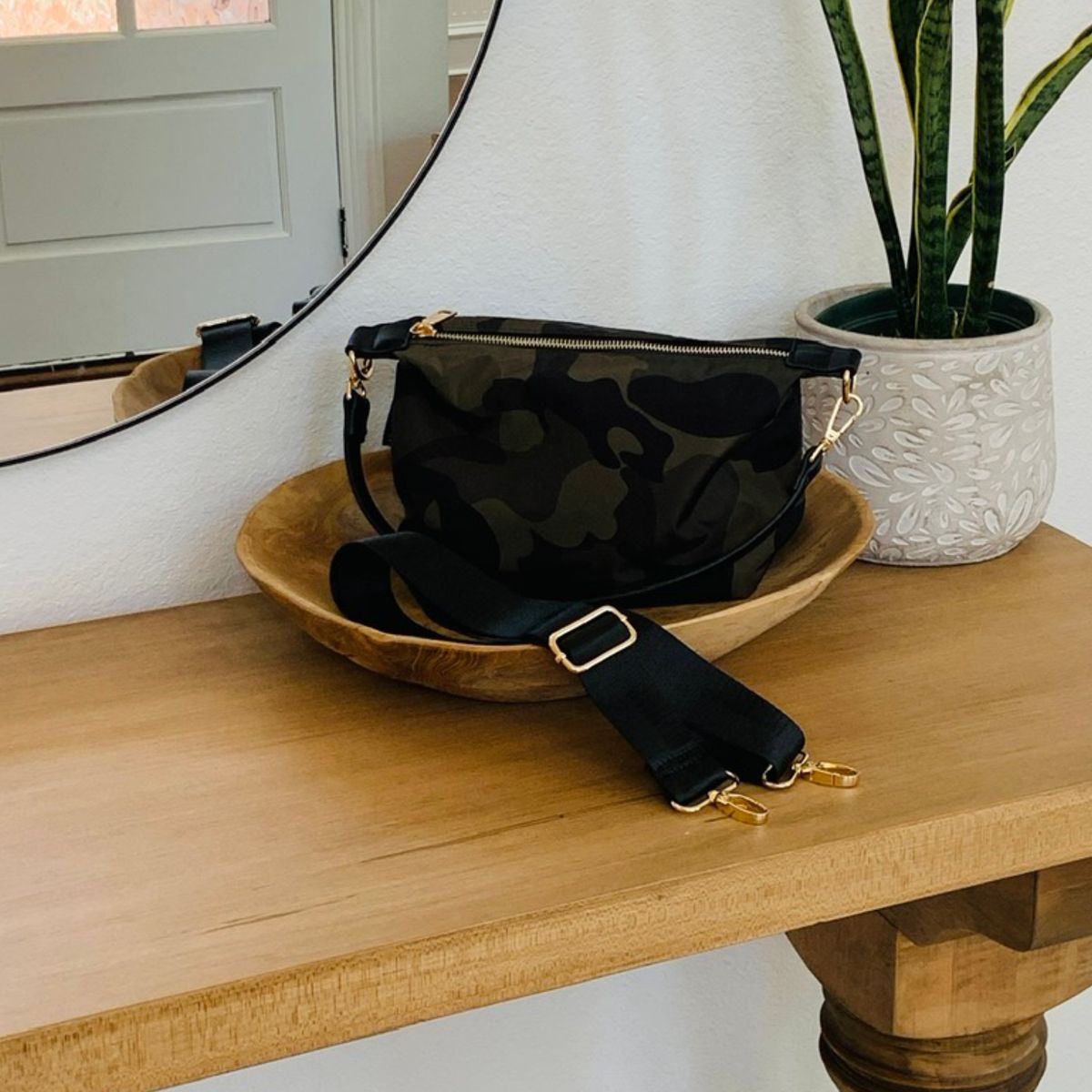 Threaded Pear Everly Crossbody Purse  - Green Camo